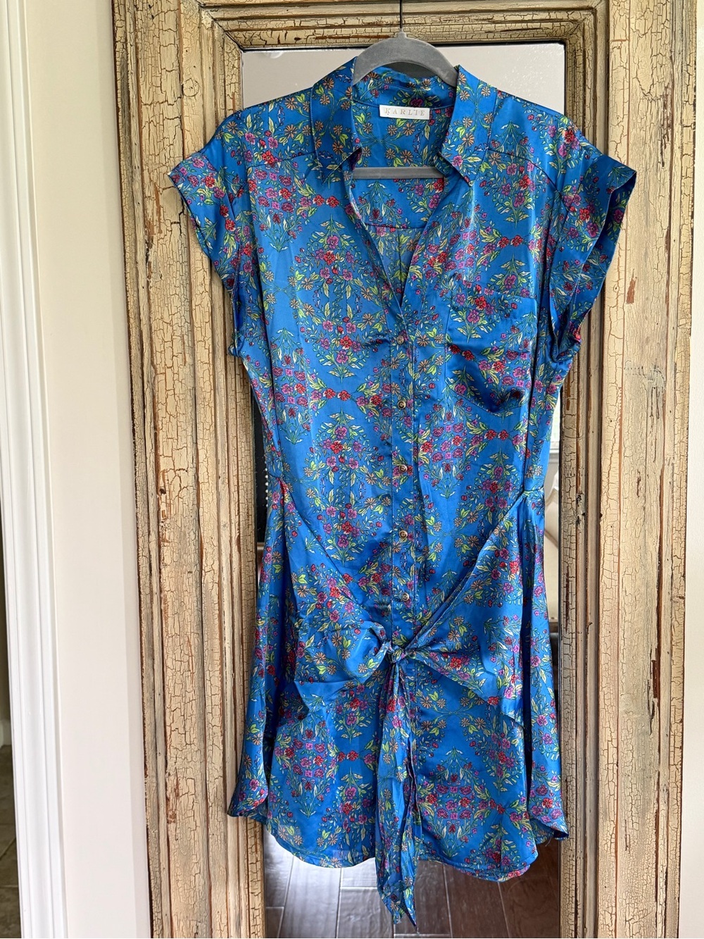Karlie Blue Floral Tie-Front Mini Dress